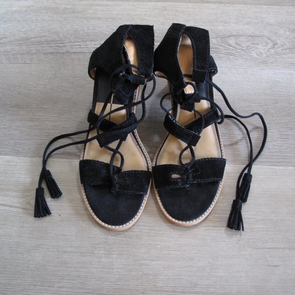 DOLCE VITA Black Suede Lace Up Sandals - Picture 2 of 7